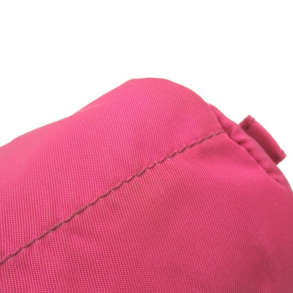 PRADA Prada nylon pouch bag with triangle logo and triangular plate, pink, fo...